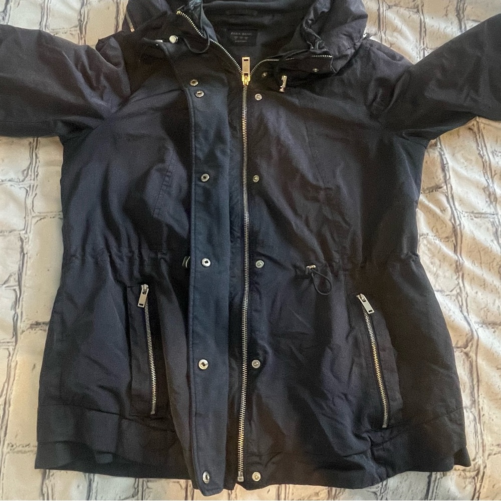 Zara Basic Hooded Raincoat Jacket - image 8